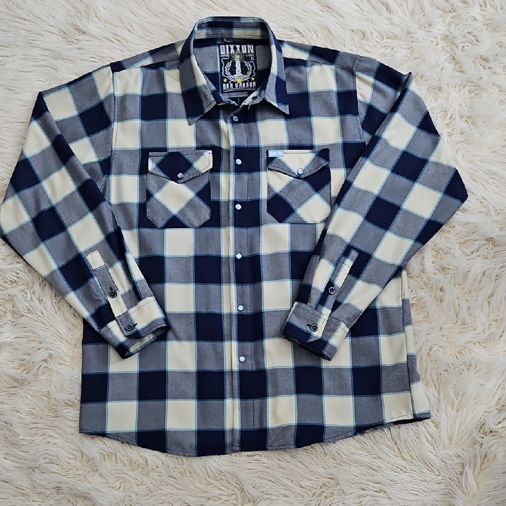 DIXXON Blue and Cream Casual Button Down Shirt